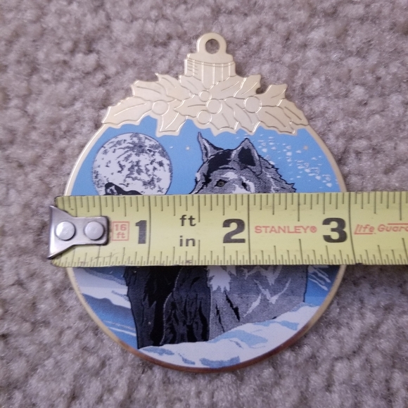 Gold and Blue Winter Wolf Flat Ornament - Picture 3 of 5